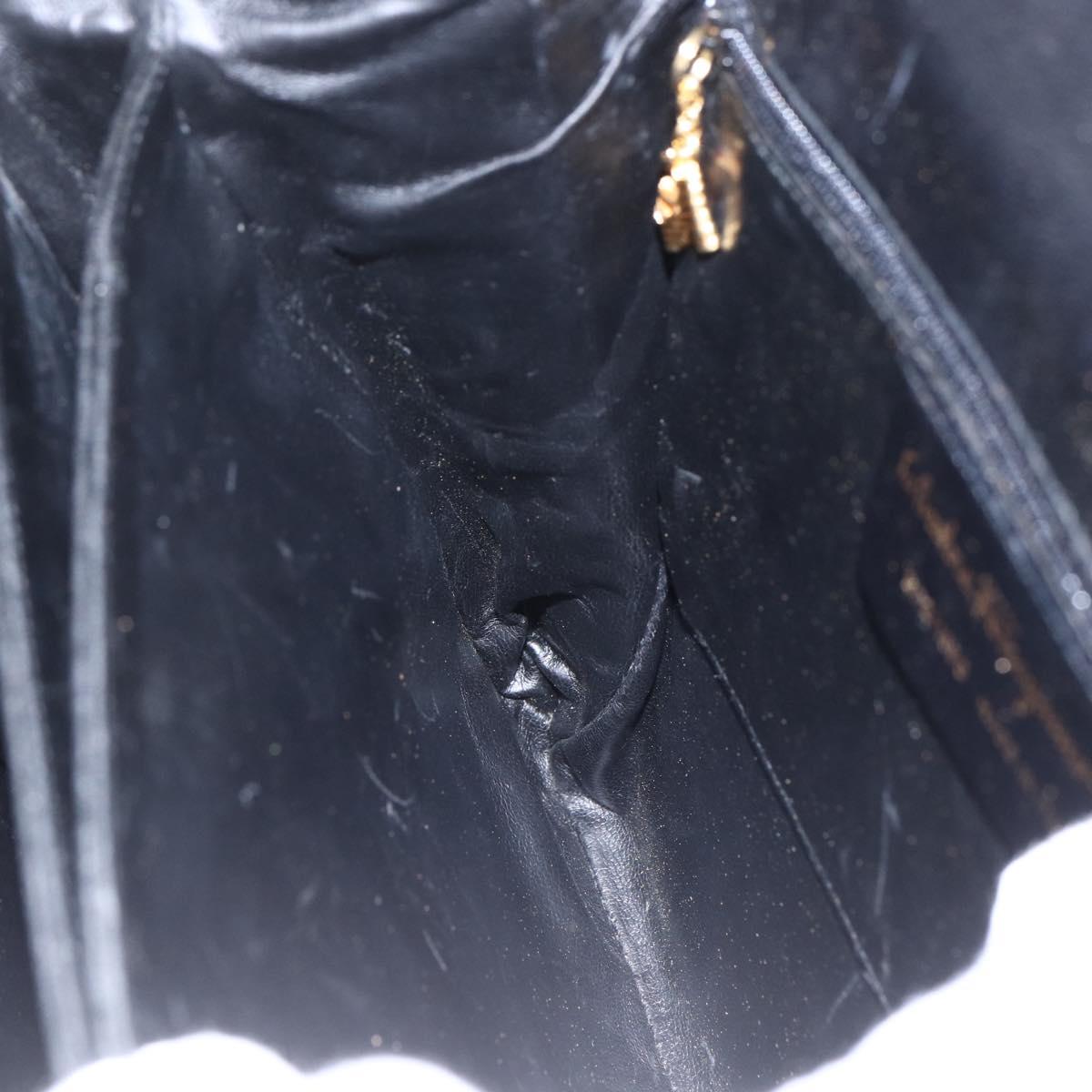 Salvatore Ferragamo Shoulder Bag Leather Black Gold Auth 157262