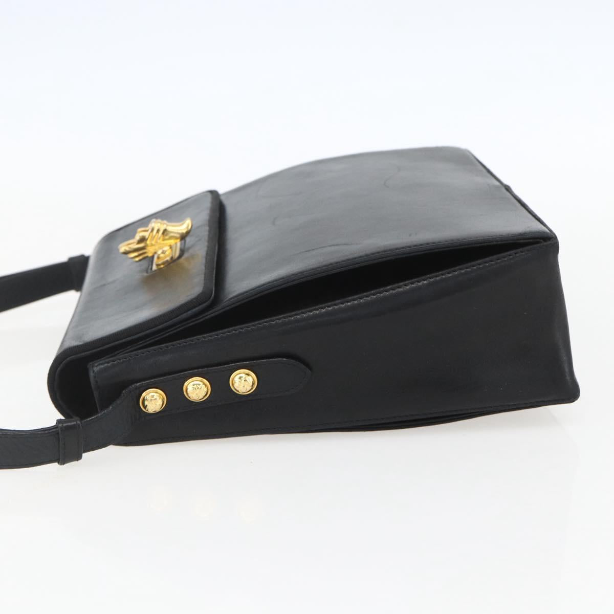 Salvatore Ferragamo Shoulder Bag Leather Black Gold Auth 157262