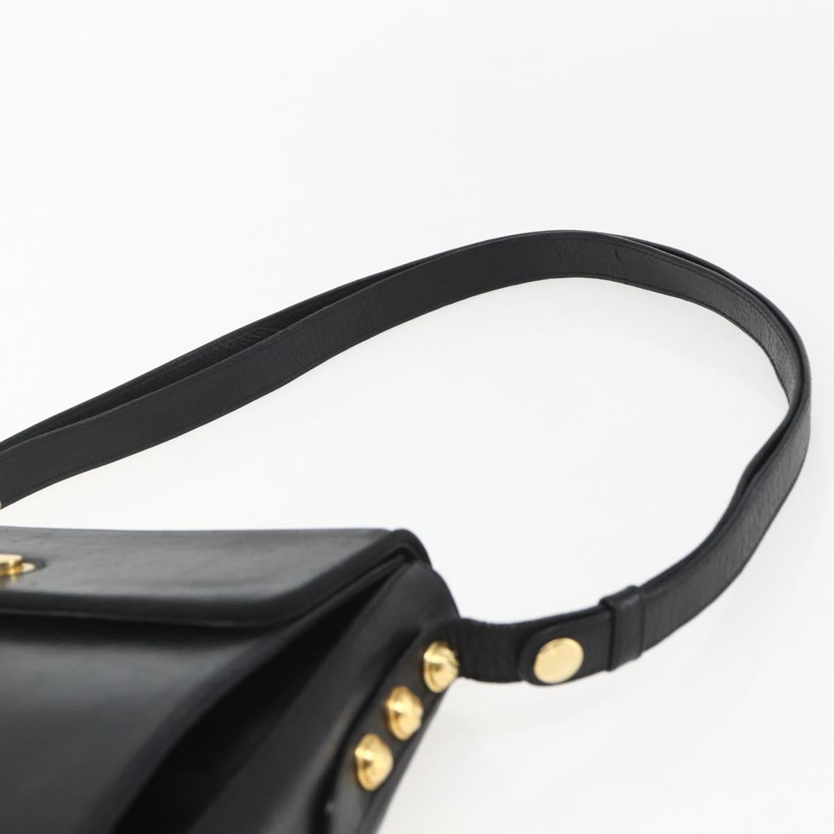 Salvatore Ferragamo Shoulder Bag Leather Black Gold Auth 157262