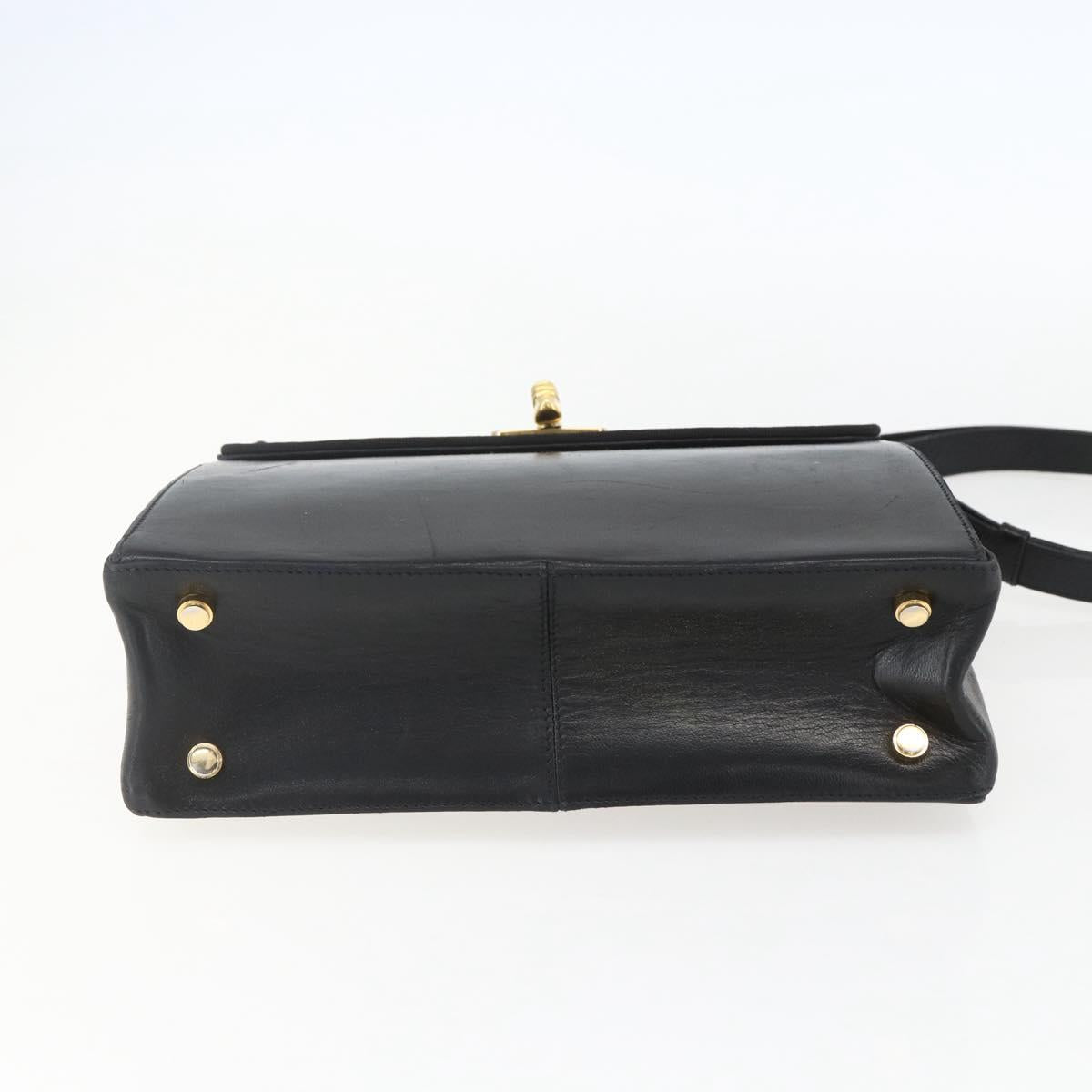 Salvatore Ferragamo Shoulder Bag Leather Black Gold Auth 157262