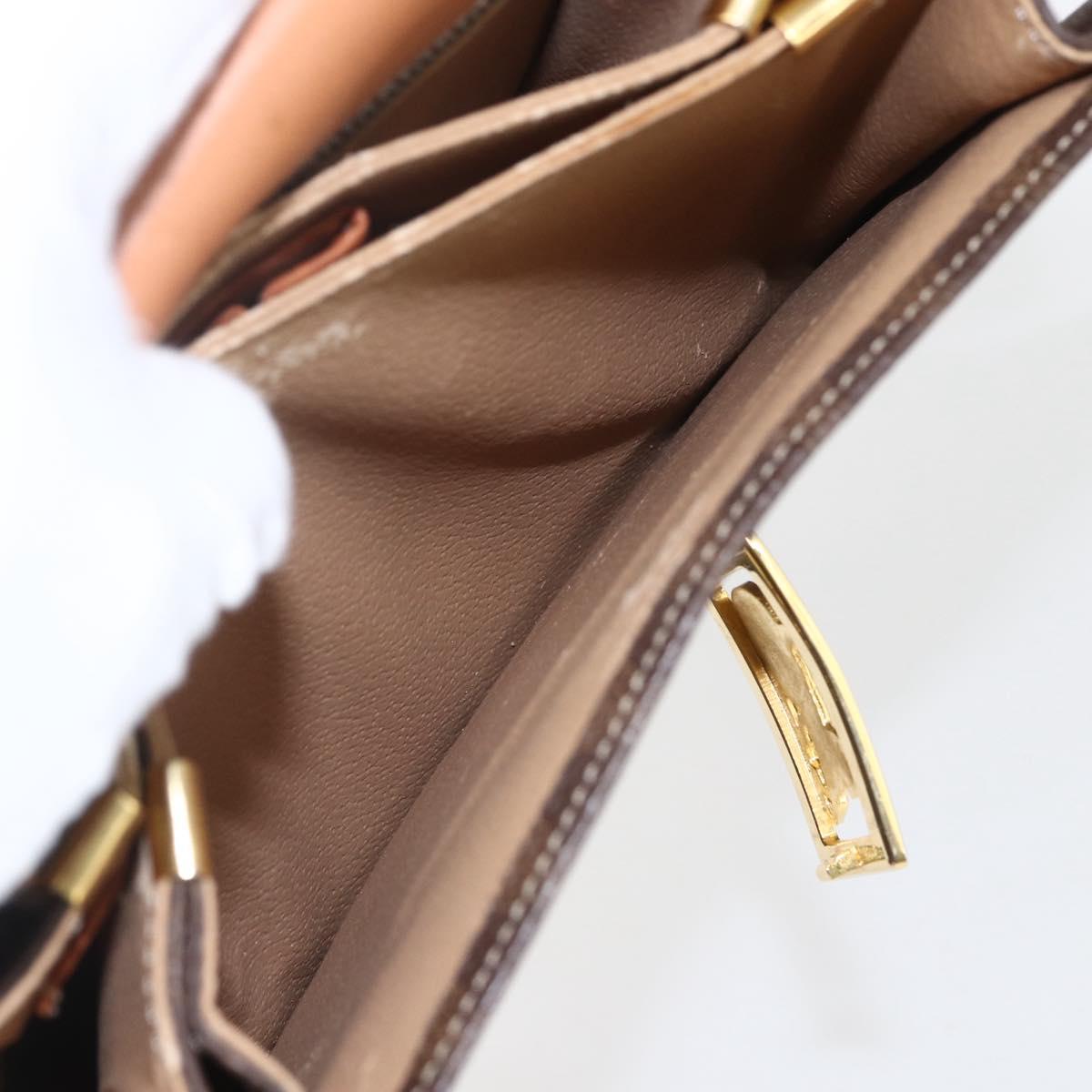 CELINE Macadam Canvas Horse Carriage Bag PVC Leather Brown Gold Auth 157263