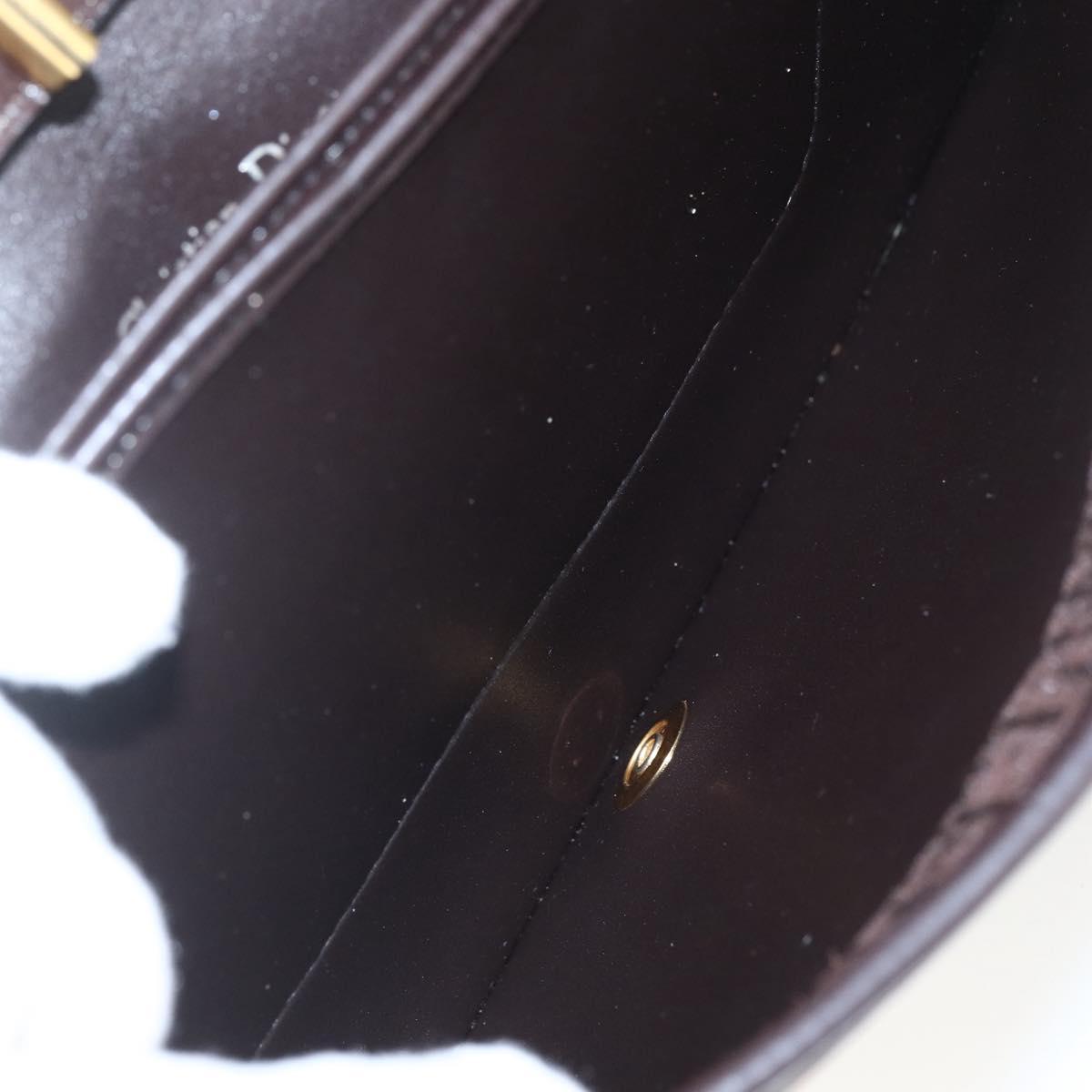 Christian Dior Trotter Canvas Shoulder Bag Brown Gold Auth 157265V