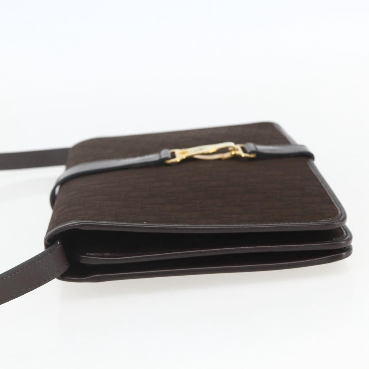 Christian Dior Trotter Canvas Shoulder Bag Brown Gold Auth 157265V