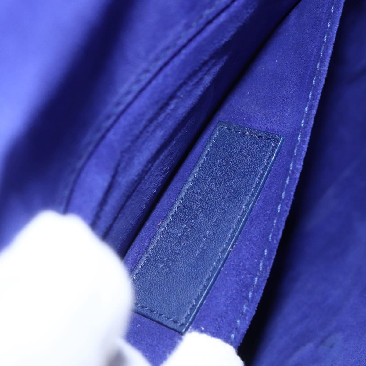 SAINT LAURENT Y line Clutch Bag Leather Blue Gold Auth 157266V