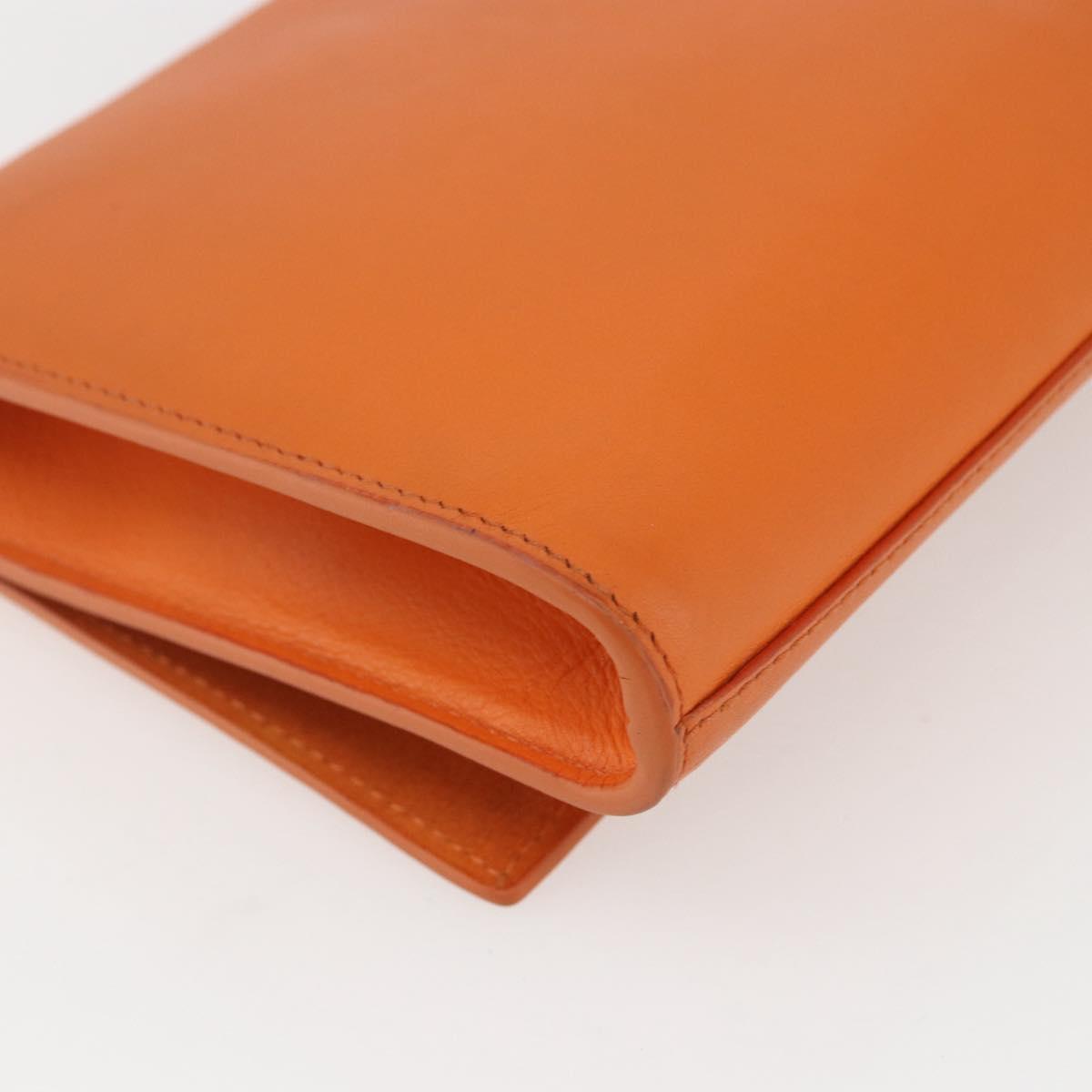 SAINT LAURENT Y line Clutch Bag Leather Orange Gold Auth 157267V