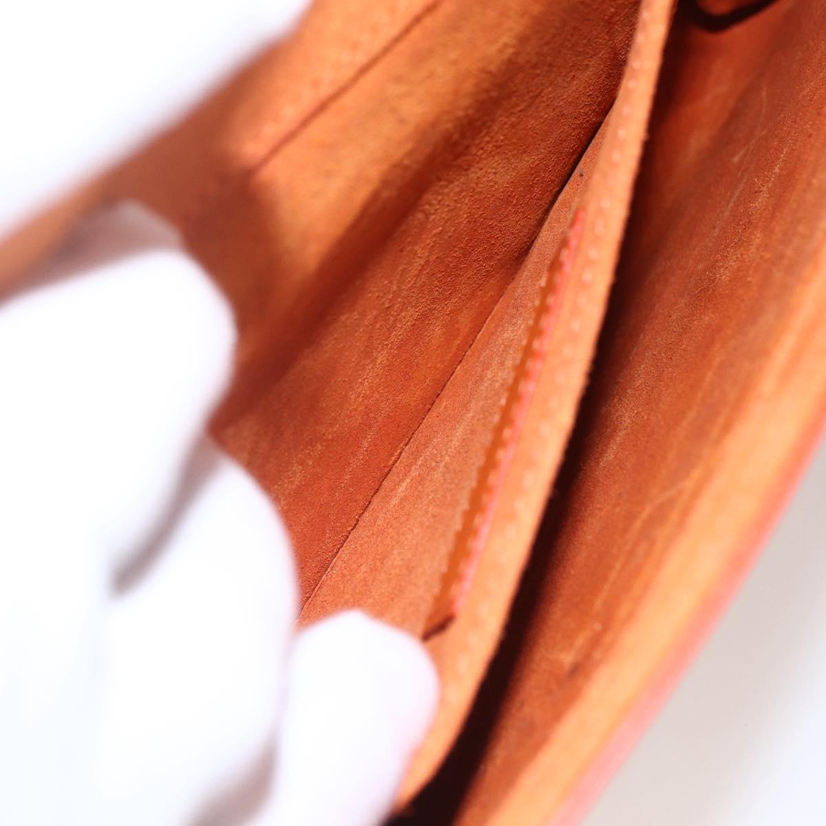 SAINT LAURENT Y line Clutch Bag Leather Orange Gold Auth 157267V