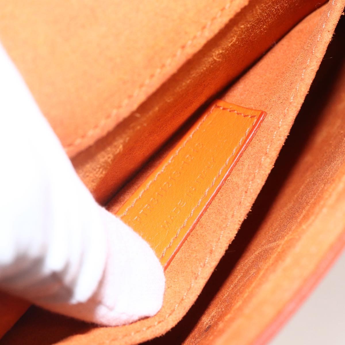 SAINT LAURENT Y line Clutch Bag Leather Orange Gold Auth 157267V