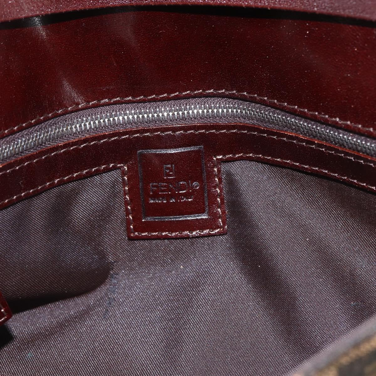 FENDI Zucca Canvas Shoulder Bag Brown Black Auth 157270V