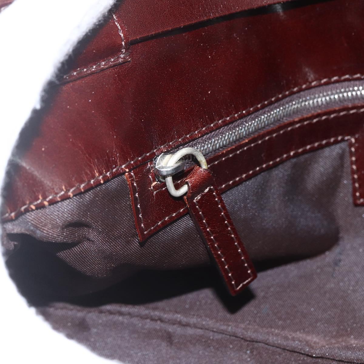FENDI Zucca Canvas Shoulder Bag Brown Black Auth 157270V