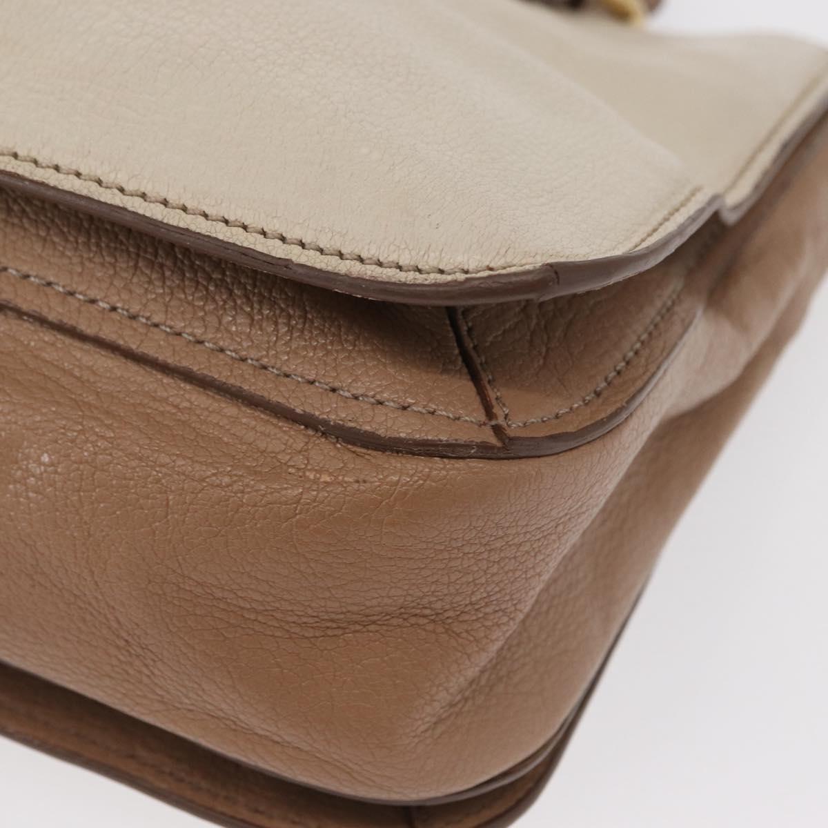 Miu Miu Madras Hand Bag Leather 2way Beige Gold Auth 157273