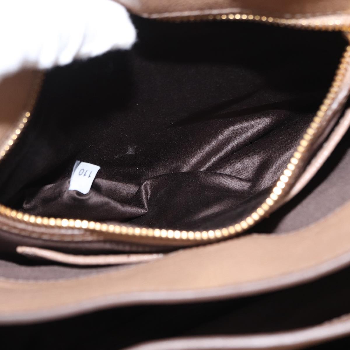 Miu Miu Madras Hand Bag Leather 2way Beige Gold Auth 157273
