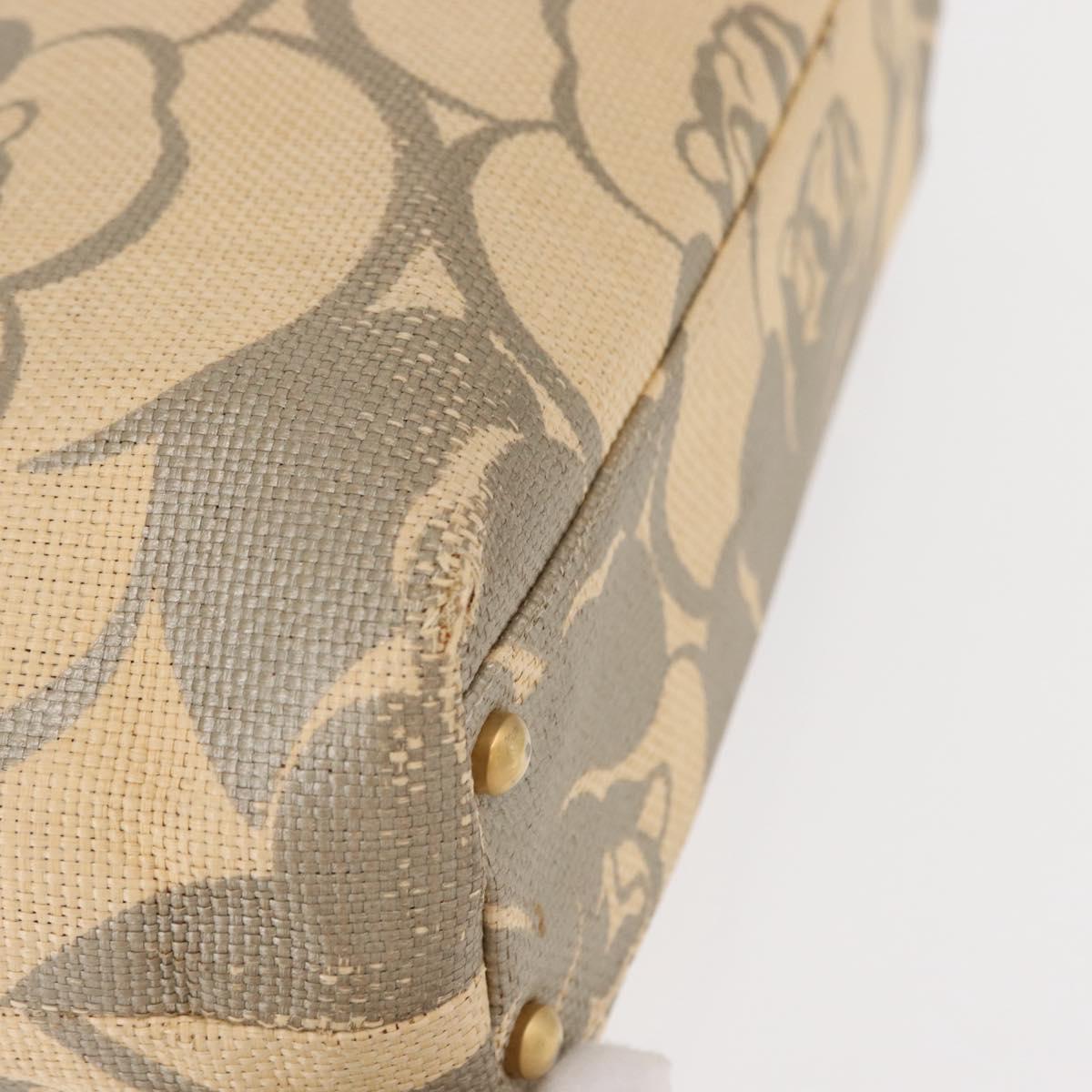 CHANEL Camelia Tote Bag Straw Beige Gold CC Auth 157274