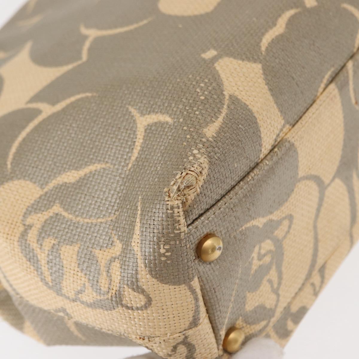 CHANEL Camelia Tote Bag Straw Beige Gold CC Auth 157274