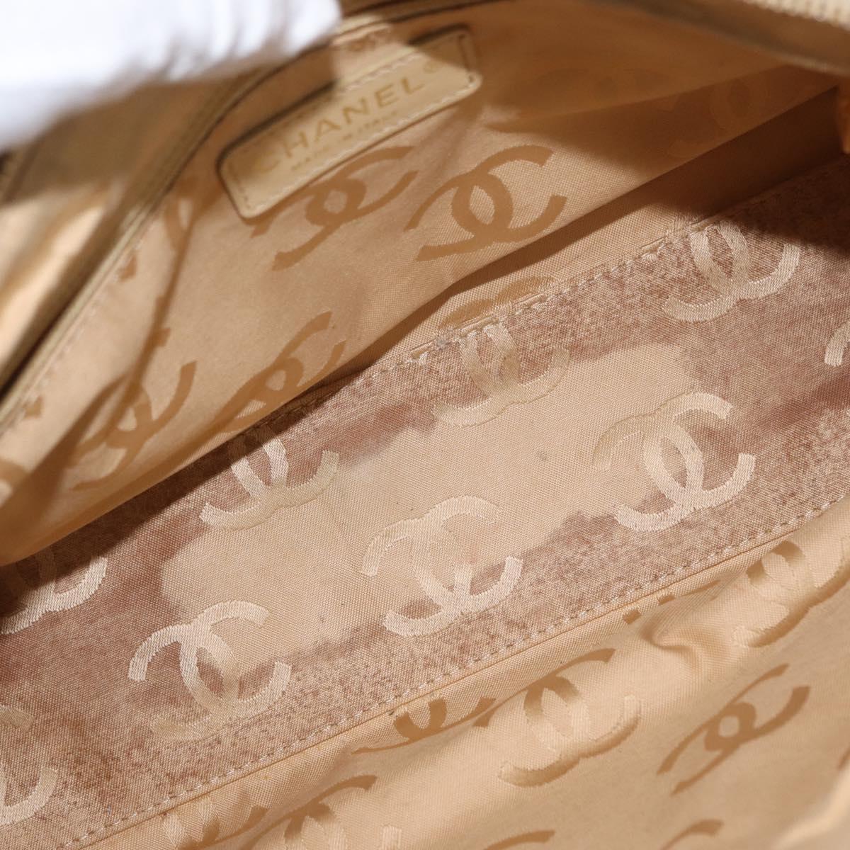 CHANEL Camelia Tote Bag Straw Beige Gold CC Auth 157274