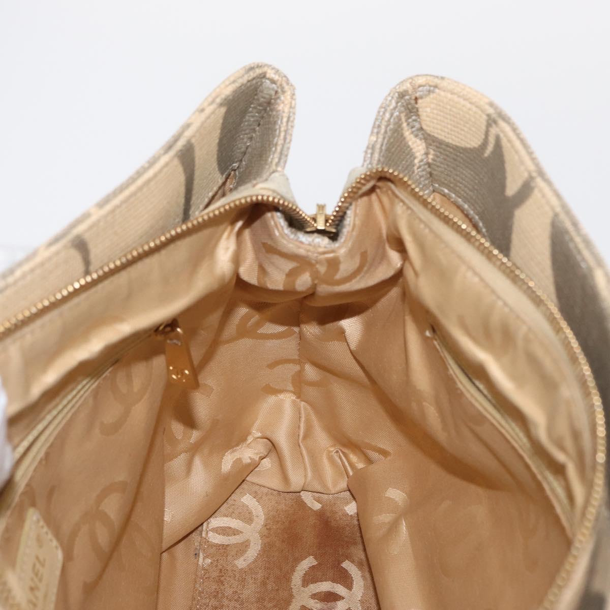 CHANEL Camelia Tote Bag Straw Beige Gold CC Auth 157274