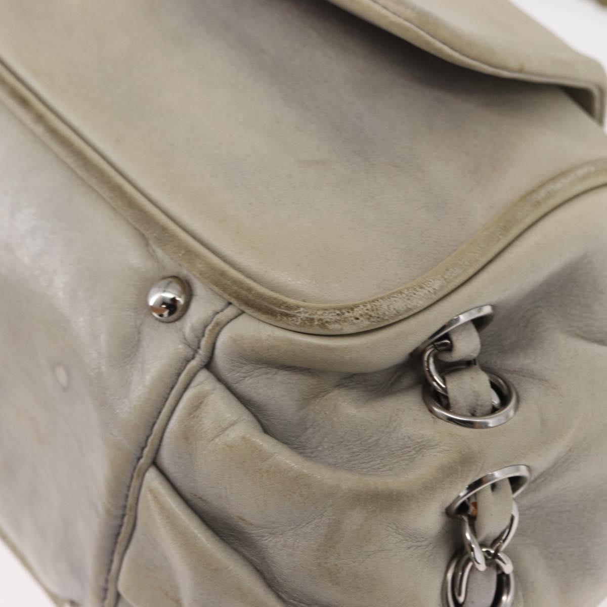 CHANEL COCO Mark Chain Shoulder Bag Leather Gray Silver CC Auth 157276