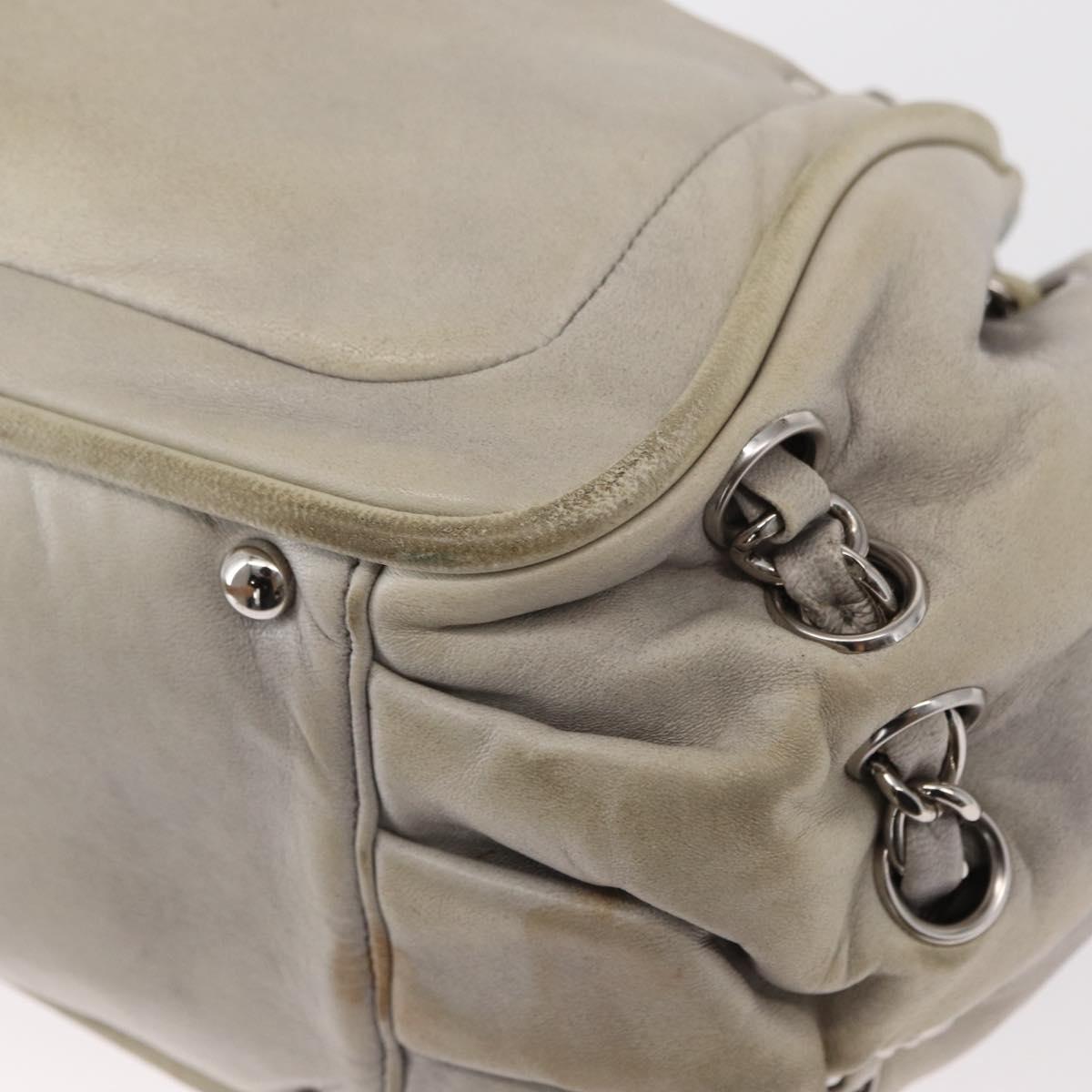 CHANEL COCO Mark Chain Shoulder Bag Leather Gray Silver CC Auth 157276