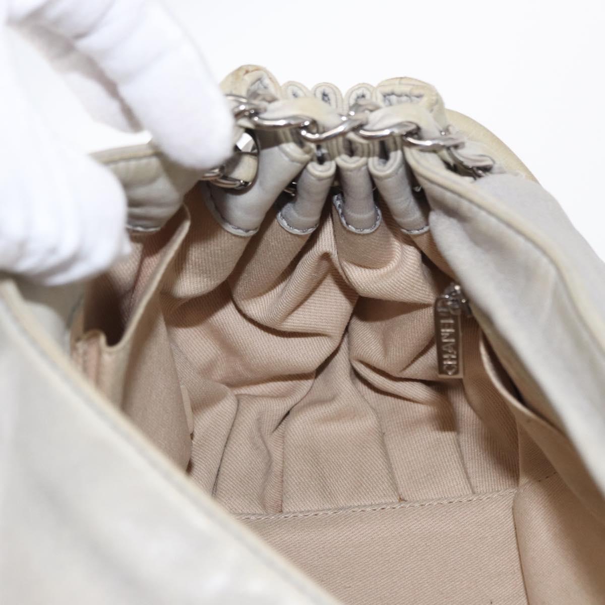 CHANEL COCO Mark Chain Shoulder Bag Leather Gray Silver CC Auth 157276