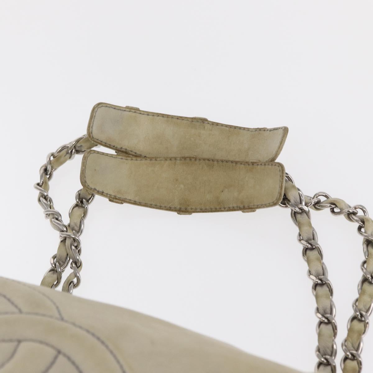 CHANEL COCO Mark Chain Shoulder Bag Leather Gray Silver CC Auth 157276