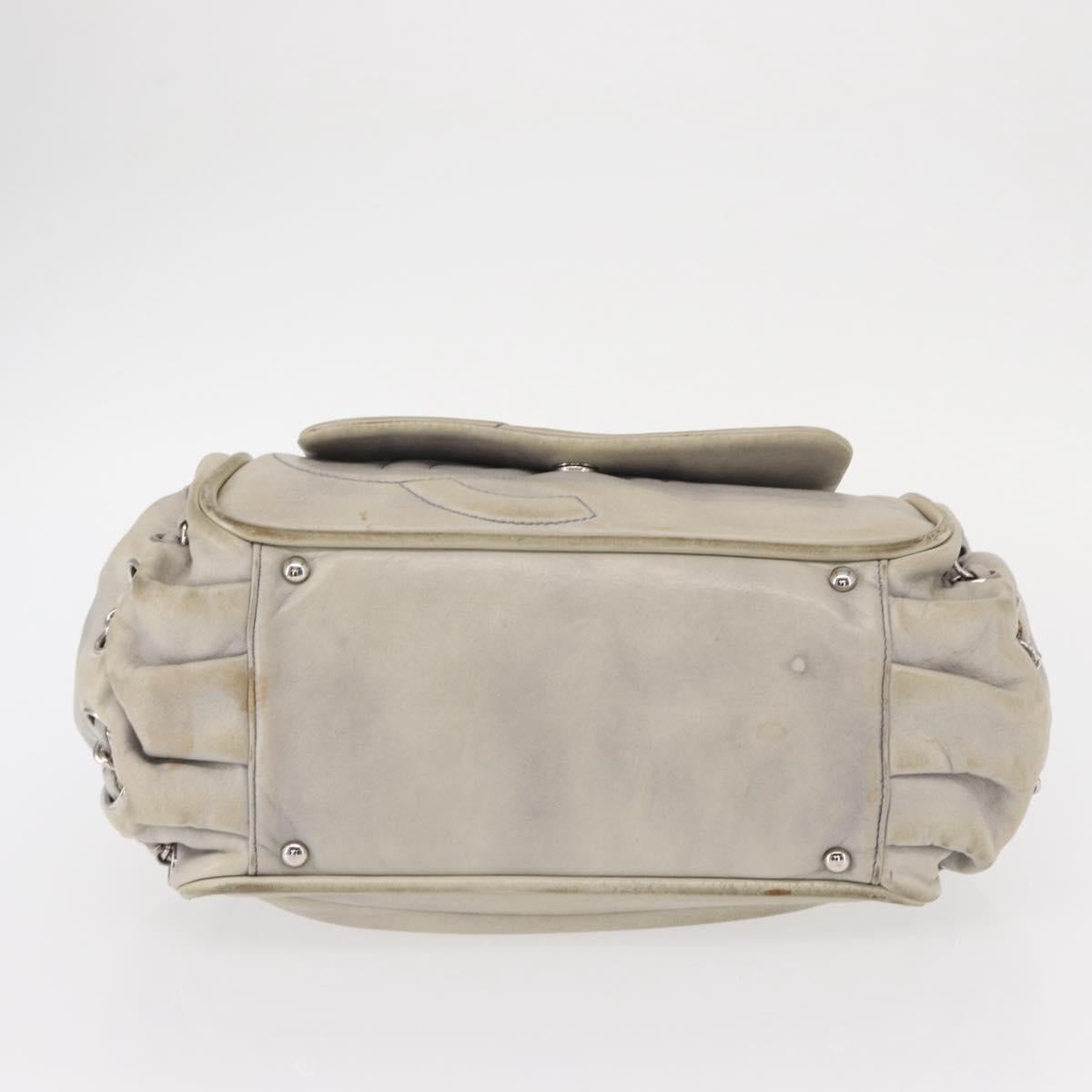 CHANEL COCO Mark Chain Shoulder Bag Leather Gray Silver CC Auth 157276