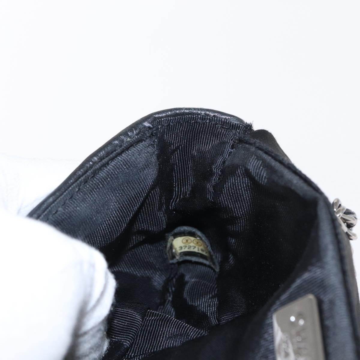 CHANEL Matelasse Chain Shoulder Bag Satin Black Silver CC Auth 157278