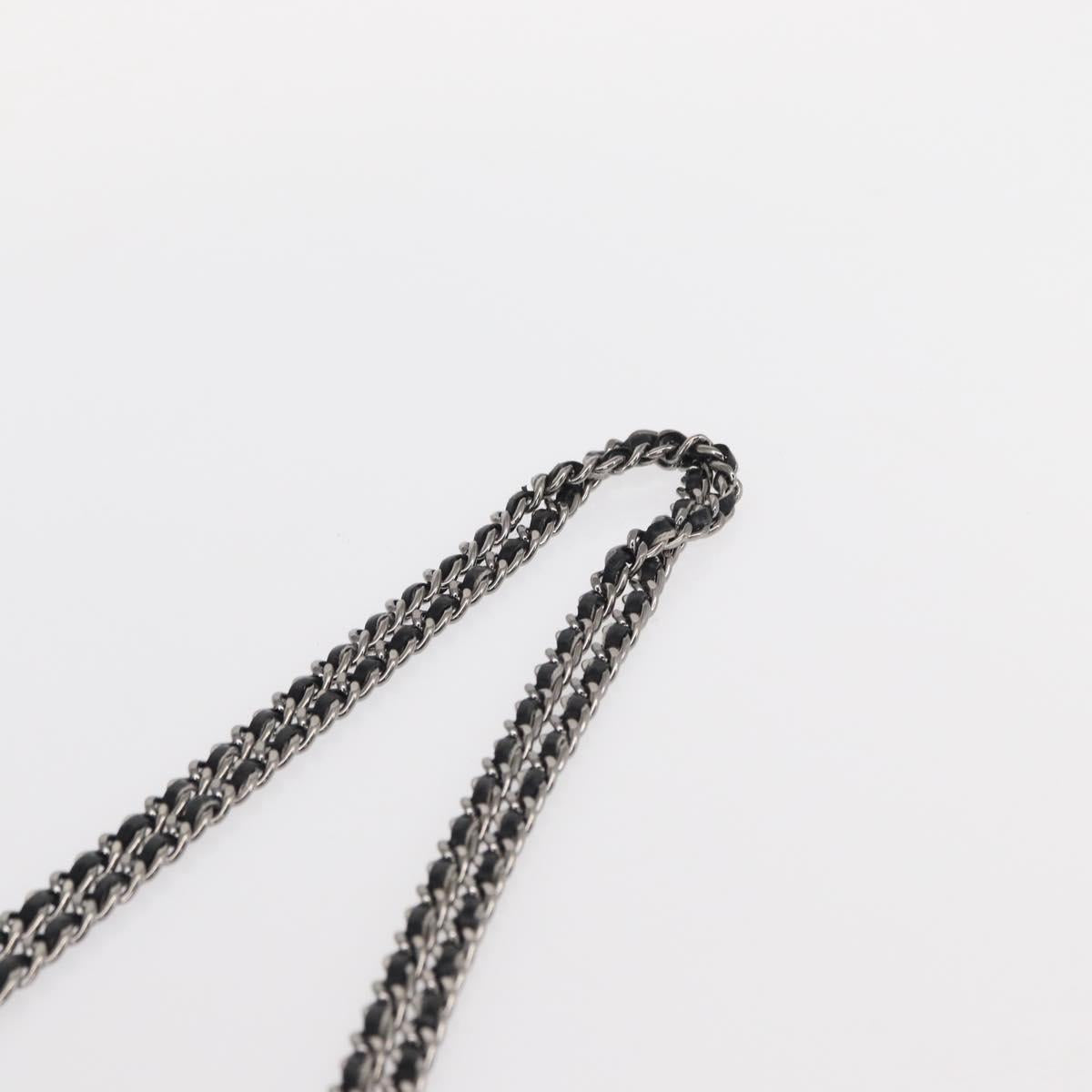 CHANEL Matelasse Chain Shoulder Bag Satin Black Silver CC Auth 157278