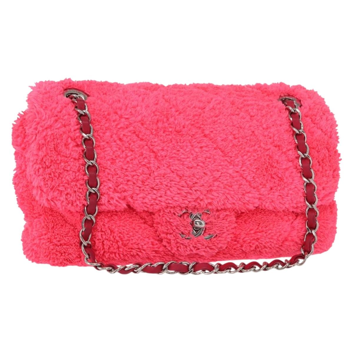 CHANEL Matelasse 25 Chain Shoulder Bag pile Pink Silver CC Auth 157280SM