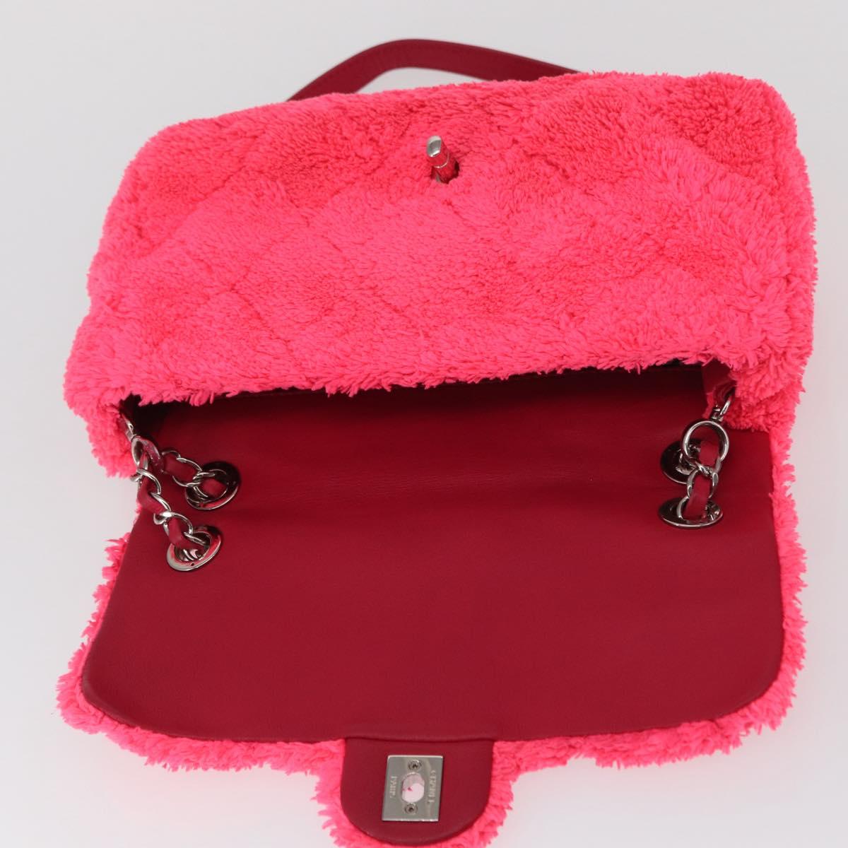 CHANEL Matelasse 25 Chain Shoulder Bag pile Pink Silver CC Auth 157280SM