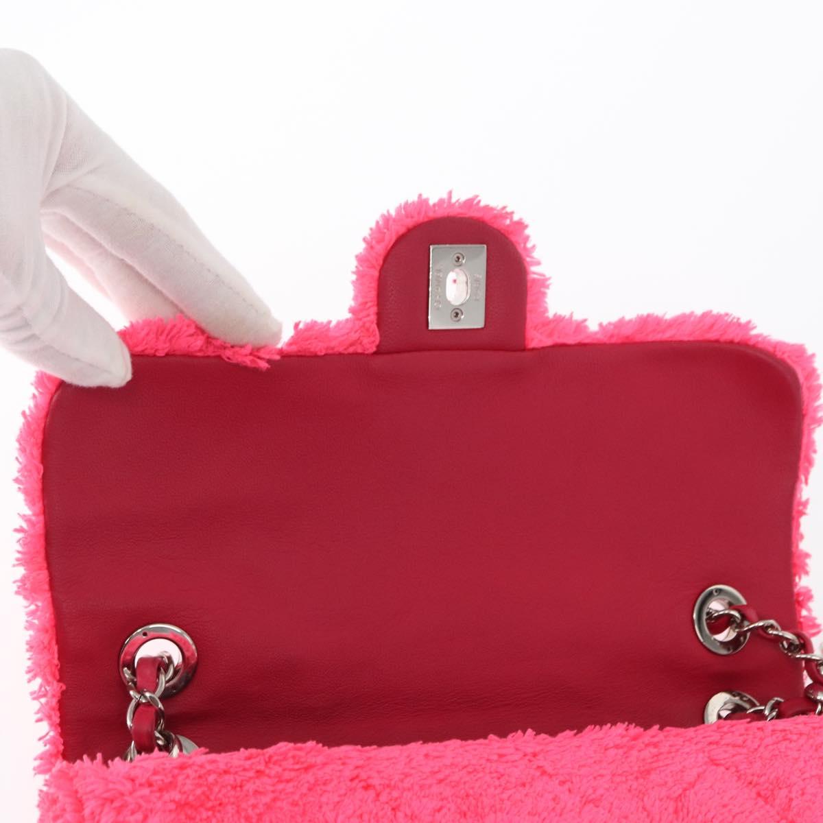 CHANEL Matelasse 25 Chain Shoulder Bag pile Pink Silver CC Auth 157280SM