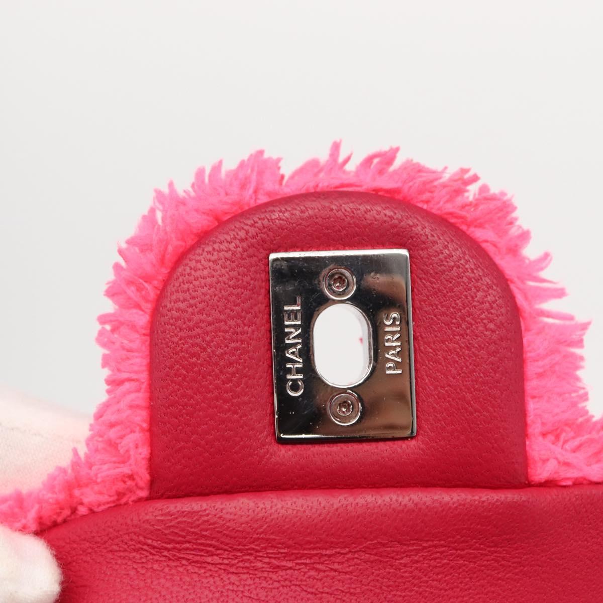 CHANEL Matelasse 25 Chain Shoulder Bag pile Pink Silver CC Auth 157280SM