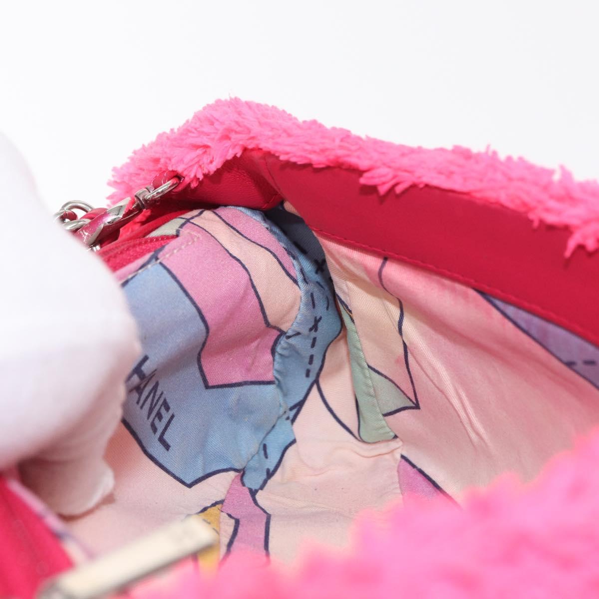 CHANEL Matelasse 25 Chain Shoulder Bag pile Pink Silver CC Auth 157280SM