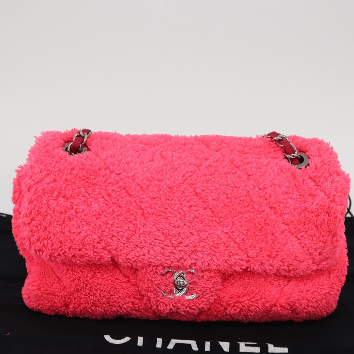 CHANEL Matelasse 25 Chain Shoulder Bag pile Pink Silver CC Auth 157280SM