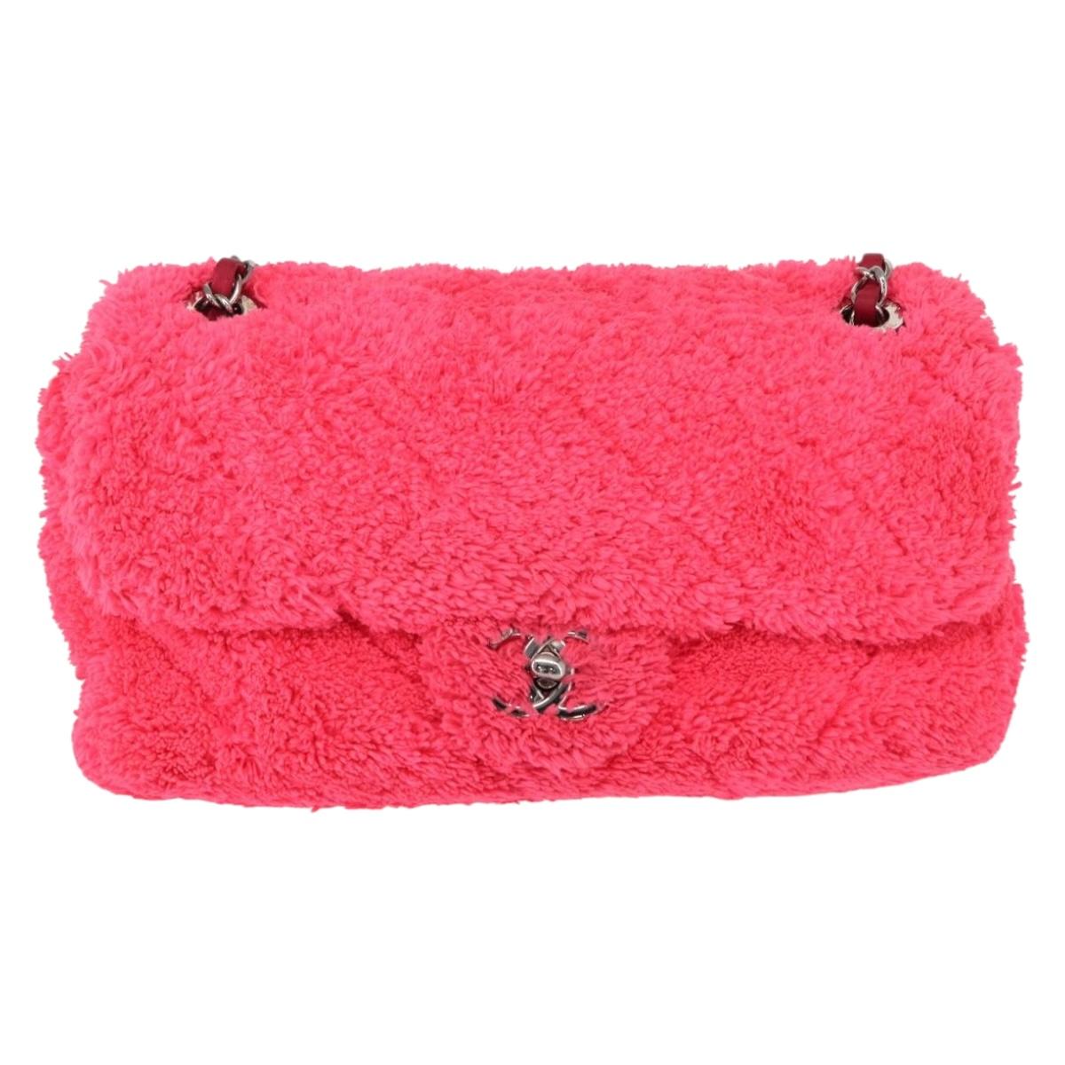 CHANEL Matelasse 25 Chain Shoulder Bag pile Pink Silver CC Auth 157280SM