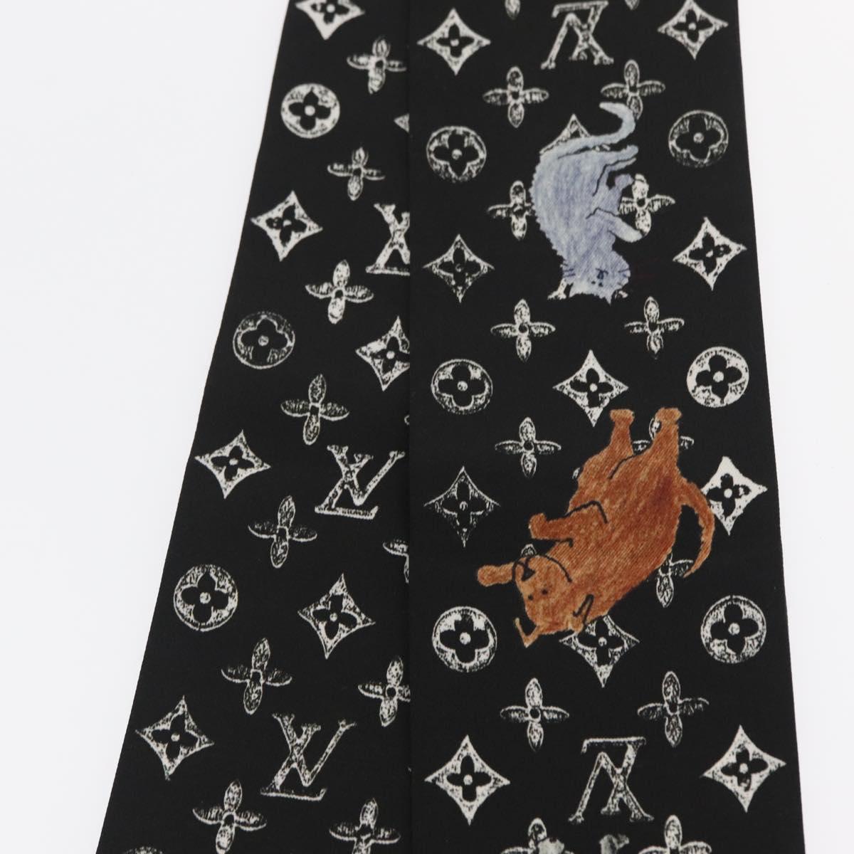 LOUIS VUITTON Monogram Catgram Bando Scarf Silk Black MP2269 LV Auth 157288