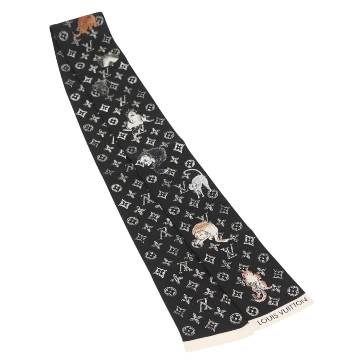 LOUIS VUITTON Monogram Catgram Bando Scarf Silk Black MP2269 LV Auth 157288