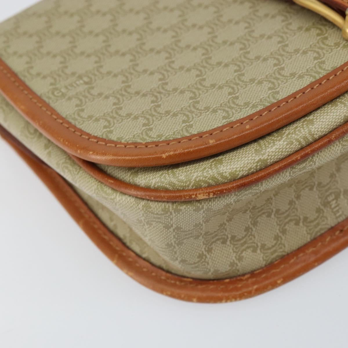 CELINE Macadam Canvas Shoulder Bag PVC Beige Gold Auth 157310