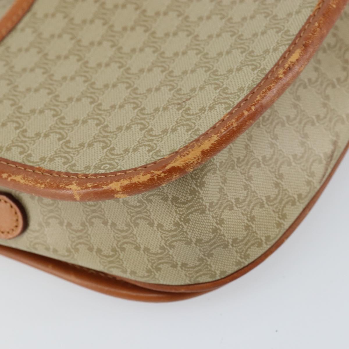 CELINE Macadam Canvas Shoulder Bag PVC Beige Gold Auth 157310