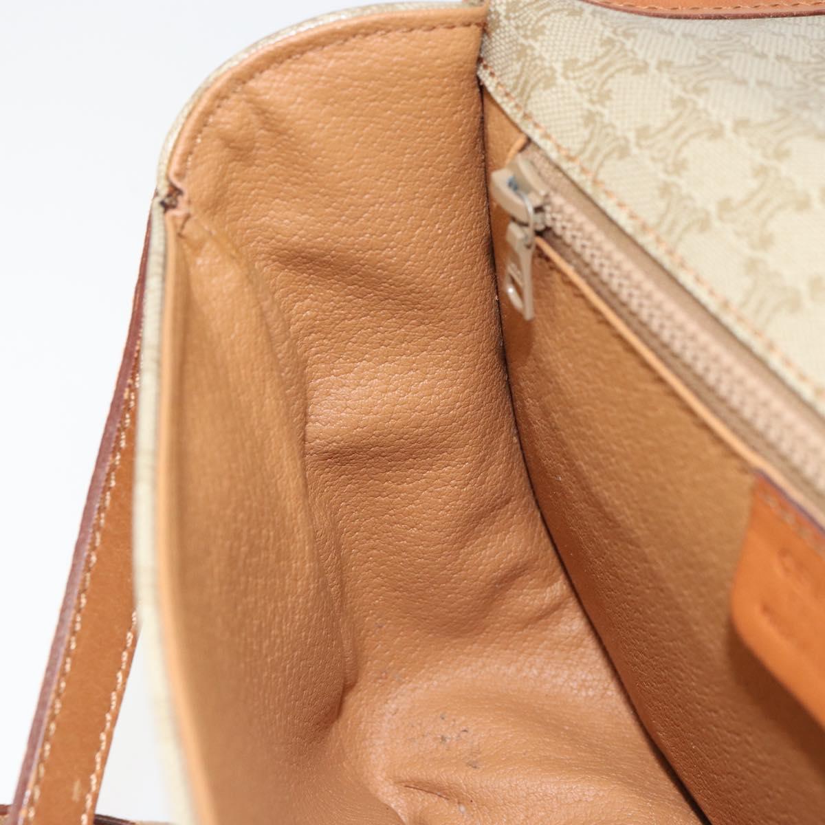 CELINE Macadam Canvas Shoulder Bag PVC Beige Gold Auth 157310