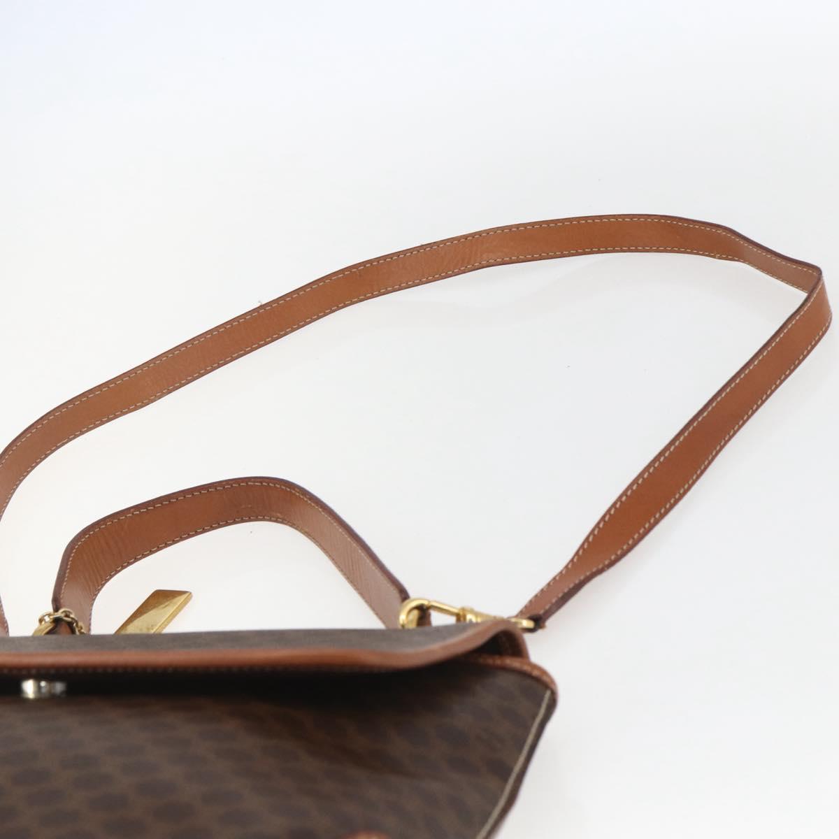 CELINE Macadam Canvas Hand Bag PVC Leather 2way Brown Gold Auth 157312
