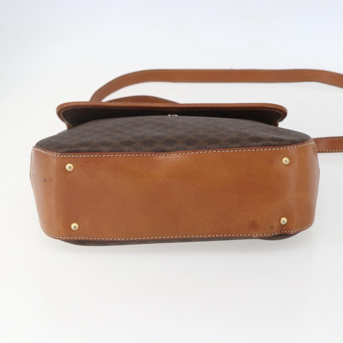 CELINE Macadam Canvas Hand Bag PVC Leather 2way Brown Gold Auth 157312