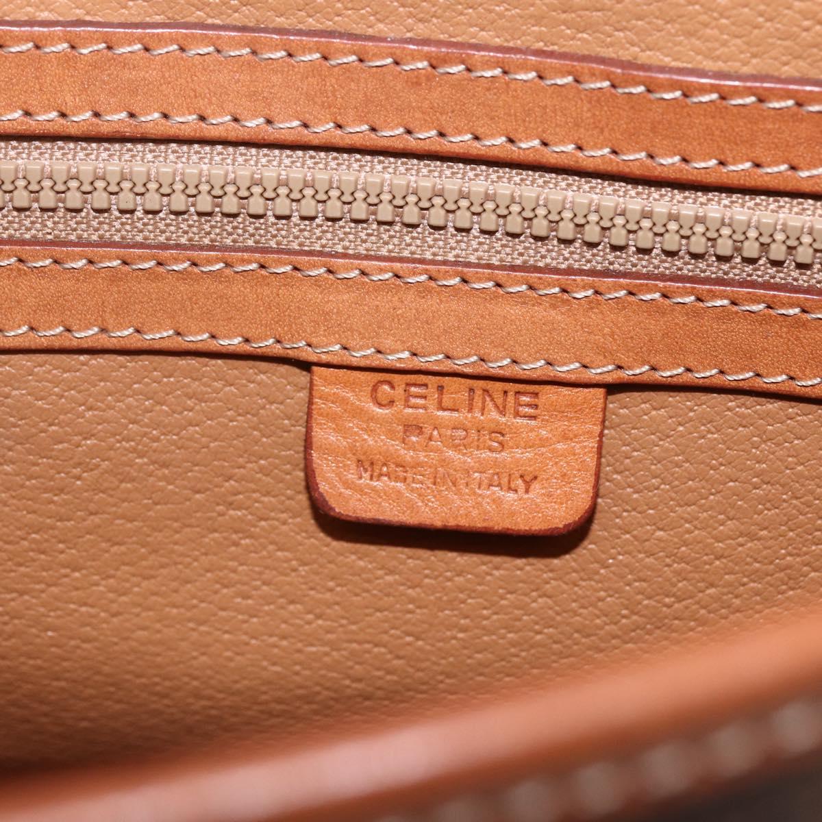 CELINE Macadam Canvas Hand Bag PVC Leather 2way Brown Gold Auth 157312