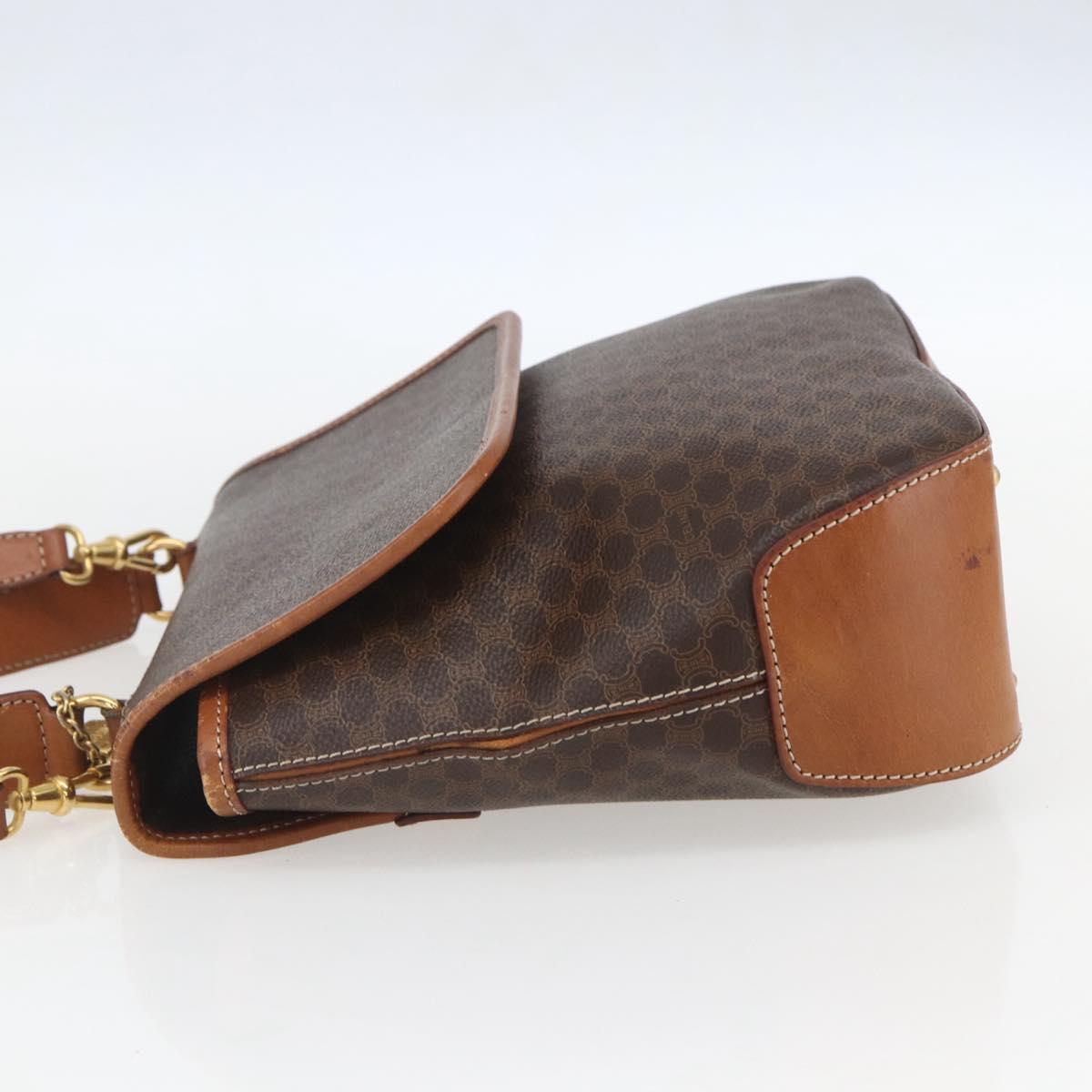 CELINE Macadam Canvas Hand Bag PVC Leather 2way Brown Gold Auth 157312