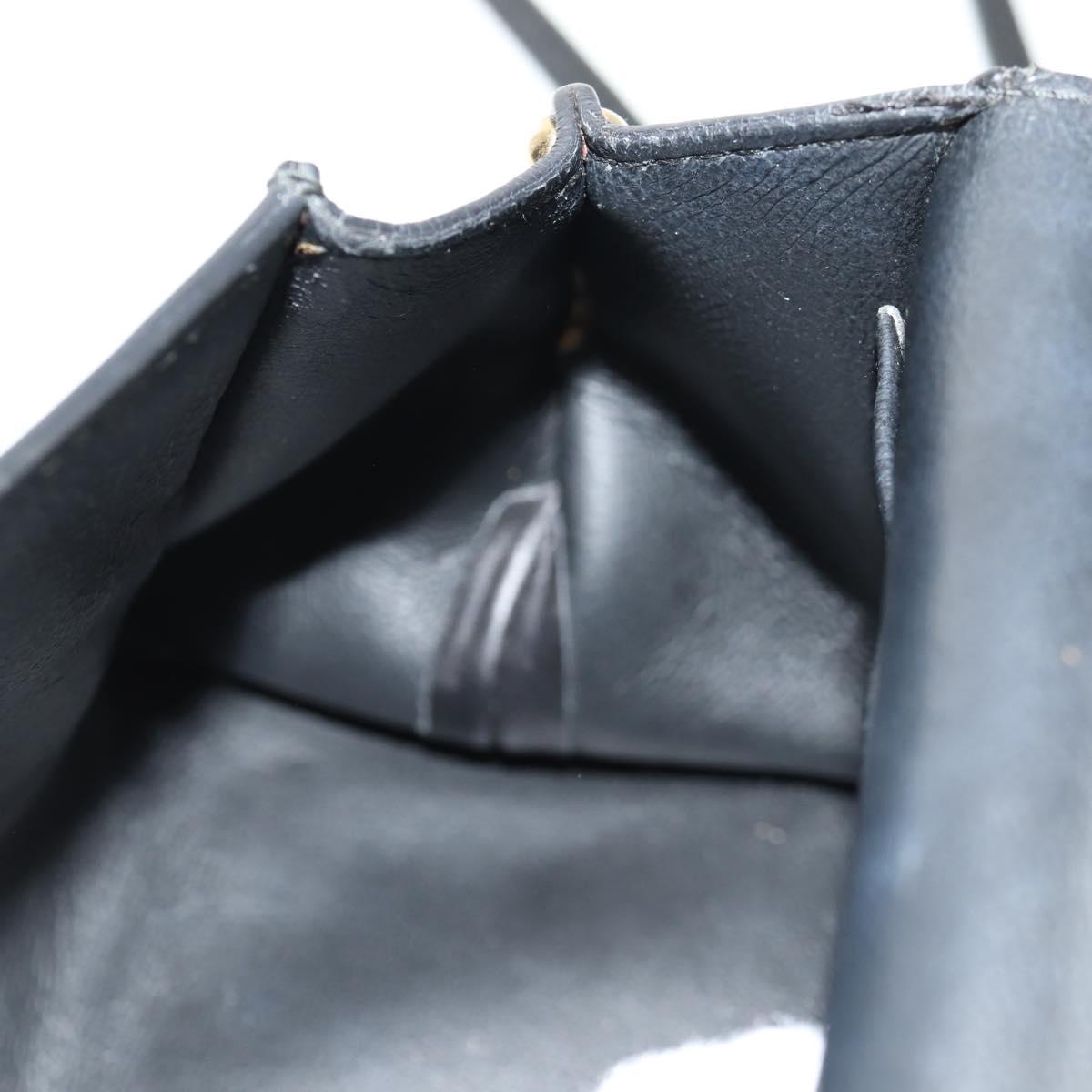 Salvatore Ferragamo Gancini Mini Hand Bag Leather 2way Black Gold Auth 157313V