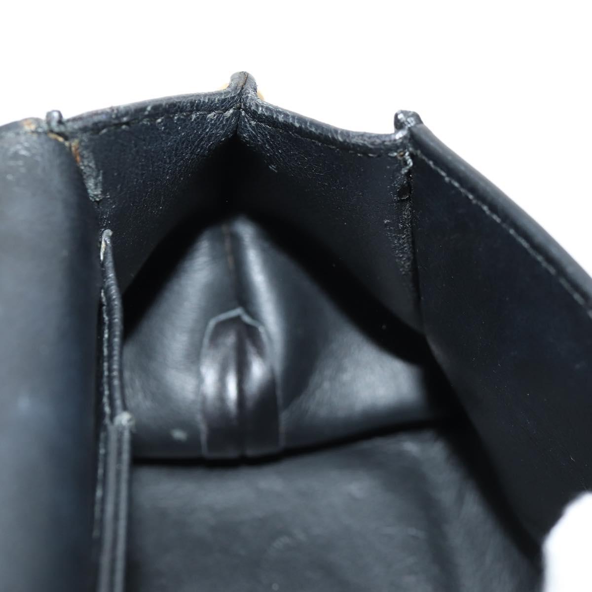 Salvatore Ferragamo Gancini Mini Hand Bag Leather 2way Black Gold Auth 157313V