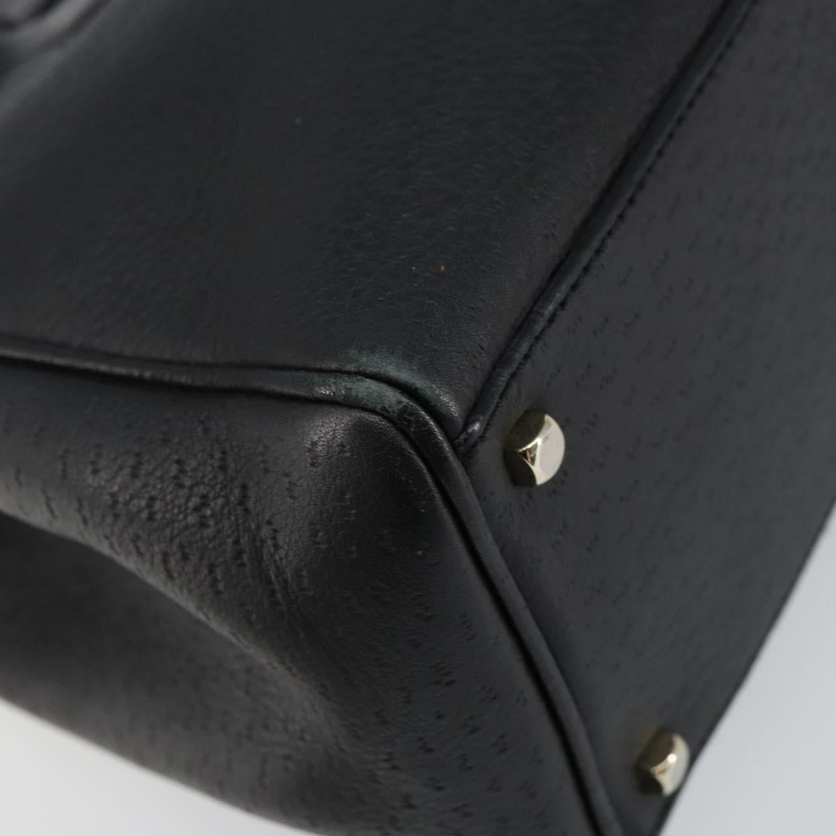 Salvatore Ferragamo Gancini Hand Bag Leather Black Gold Auth 157314