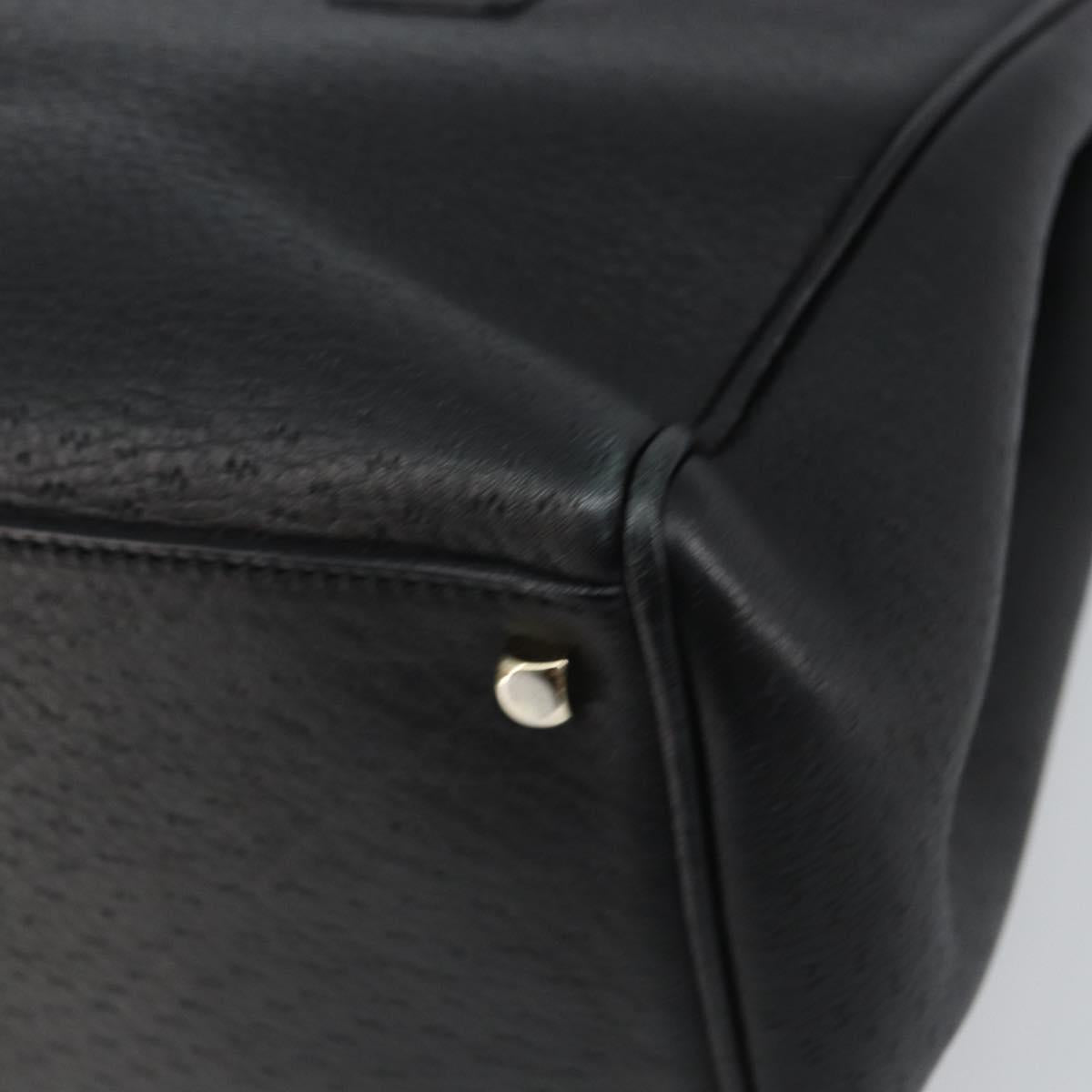 Salvatore Ferragamo Gancini Hand Bag Leather Black Gold Auth 157314