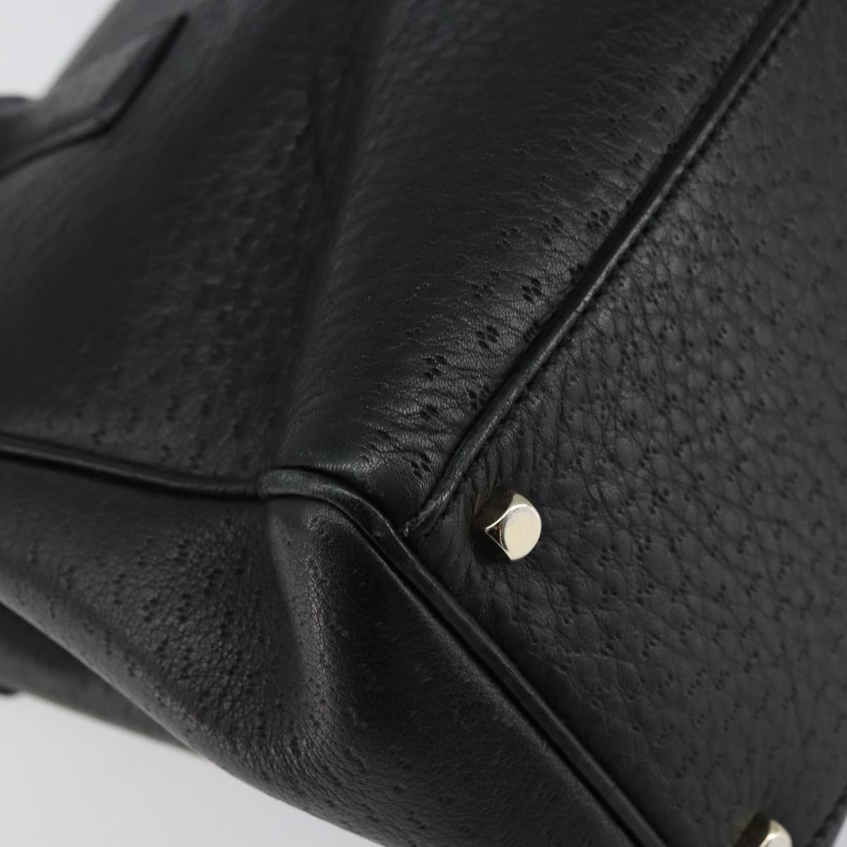 Salvatore Ferragamo Gancini Hand Bag Leather Black Gold Auth 157314