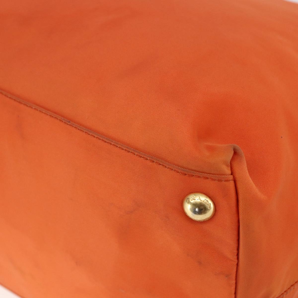 PRADA Hand Bag Nylon Leather 2way Orange Gold Auth 157321