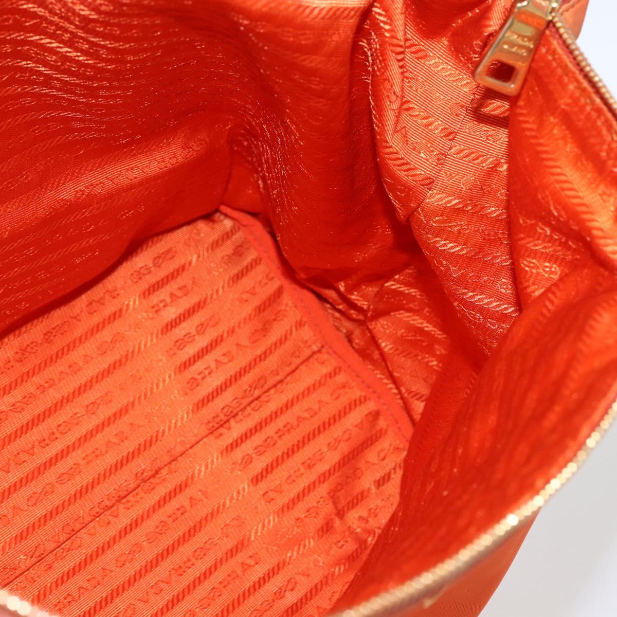 PRADA Hand Bag Nylon Leather 2way Orange Gold Auth 157321