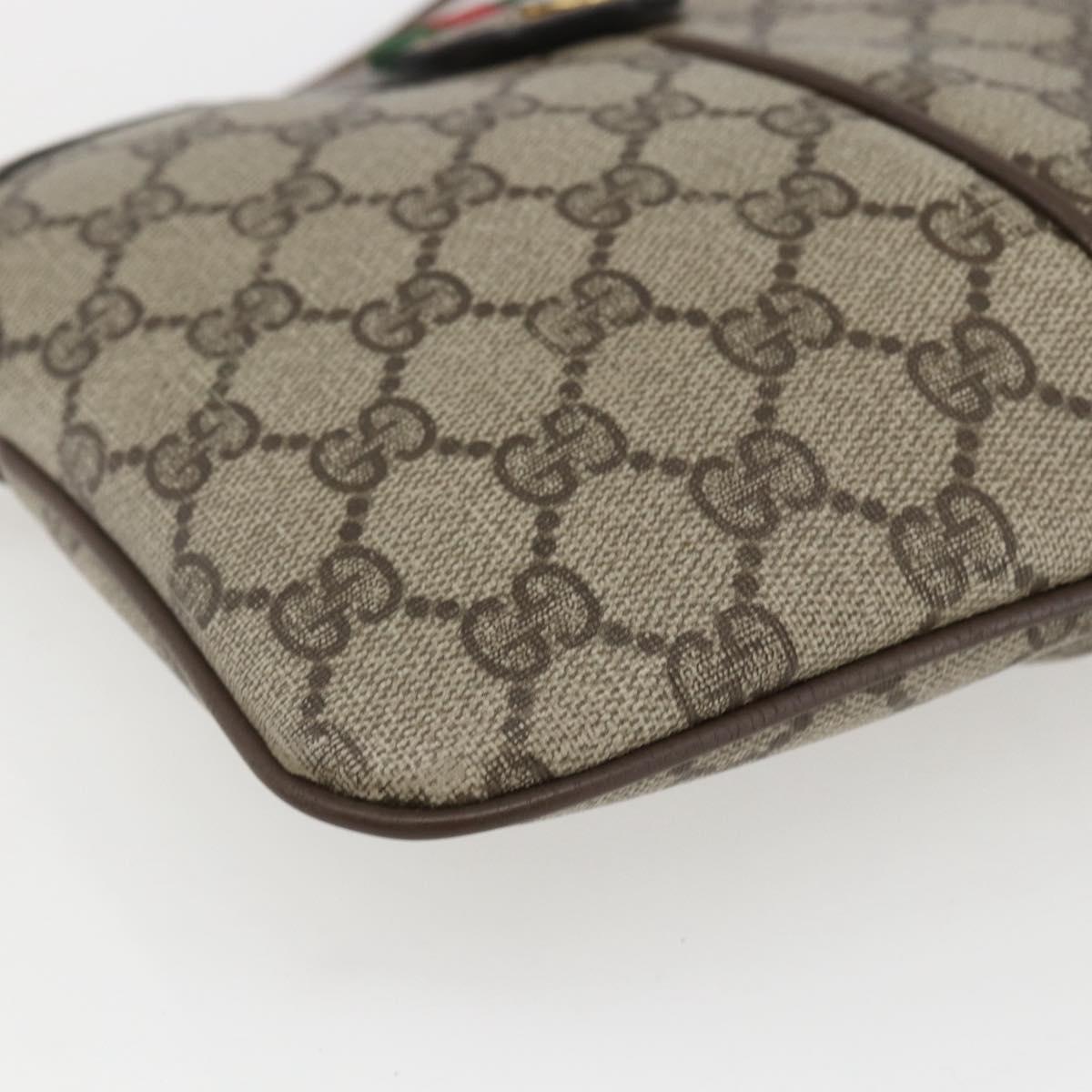 GUCCI GG Supreme Web Sherry Line Bag PVC Beige Gold 904 02 047 Auth 157335